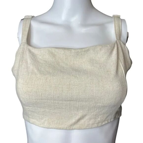 Alatar'd State Square Neck Back Tie Crop Top Khaki Tan Size Medium - Picture 1 of 2